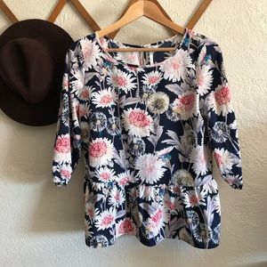 LC Lauren Conrad Pretty Floral Peplum Top - Size M